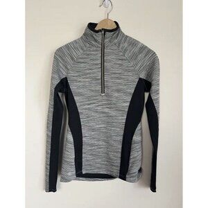Athleta Sweater Women XS Gray Black 1/4 Zip Long Sleeve Quilted Pullover